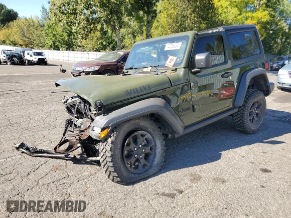2023 Jeep Wrangler Willys z VIN 1C4HJXAG6PW546281, wystawiony jako Copart lot #74006354 z przebiegiem 21 417 mil mil oraz Szkoda całkowita • Salvage title. Historia ofert i sprzedaży dostępna na DreamBid. Obrazek 1.
