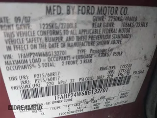 2008 Ford Taurus SEL z VIN 1FAHP24W68G132701, wystawiony jako IAAI lot #41928871 z przebiegiem 385 163 mil mil oraz . Historia ofert i sprzedaży dostępna na DreamBid. Obrazek 9.