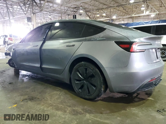 2025 Tesla Model 3 Long Range with VIN 5YJ3E1EA1SF925543, listed as a Copart auction lot 43796445 with 260 mi miles and Salvage Title. Bid and sale history available at DreamBid. Image 2.