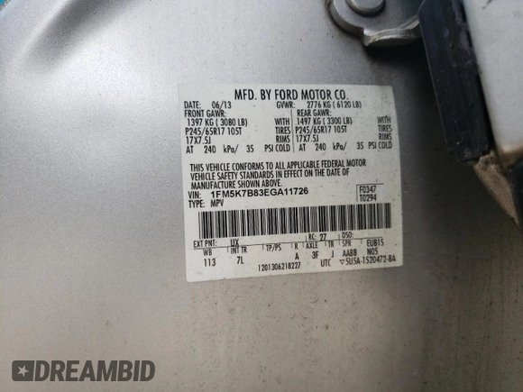 2014 Ford Explorer z VIN 1FM5K7B83EGA11726, wystawiony jako Copart lot #52842805 z przebiegiem 182 047 mil mil oraz Szkoda całkowita • Salvage title. Historia ofert i sprzedaży dostępna na DreamBid. Obrazek 14.
