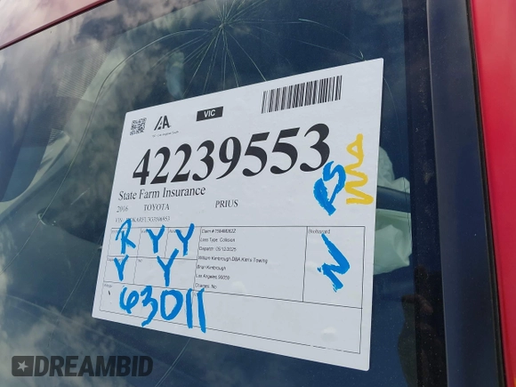 2016 Toyota Prius Four z VIN JTDKARFU3G3506953, wystawiony jako IAAI lot #42239553 z przebiegiem 63 011 mil mil oraz . Historia ofert i sprzedaży dostępna na DreamBid. Obrazek 17.