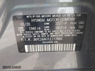 2020 Hyundai Accent SE with VIN 3KPC24A67LE117880, listed as a IAAI auction lot 41924657 with 98,056 mi miles. Bid and sale history available at carsss.com. Image 9.