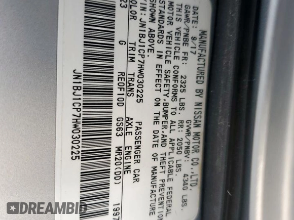 2017 Nissan Rogue SL with VIN JN1BJ1CP7HW030225, listed as a Copart auction lot 60650115 with 64,162 mi miles and Salvage title. Bid and sale history available at DreamBid. Image 13.
