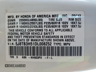 2013 Acura RDX Technology with VIN 5J8TB3H51DL008252, listed as a Copart auction lot 51521975 with 100,275 mi miles and Salvage Title. Bid and sale history available at DreamBid. Image 15.