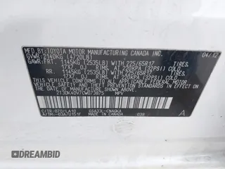 2012 Toyota RAV4 Limited with VIN 2T3DK4DV7CW073875, listed as a IAAI auction lot 41620345 with 185,640 mi miles. Bid and sale history available at carsss.com. Image 9.