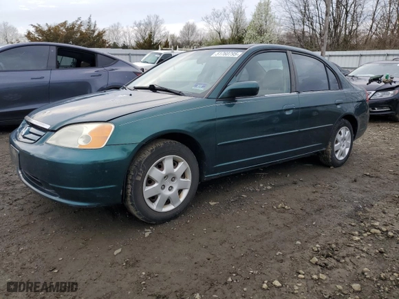 2002 Honda Civic EX with VIN 2HGES26852H595839, listed as a Copart auction lot 51760795 with 131,539 mi miles and Clean Title. Bid and sale history available at carsss.com. Image 1.