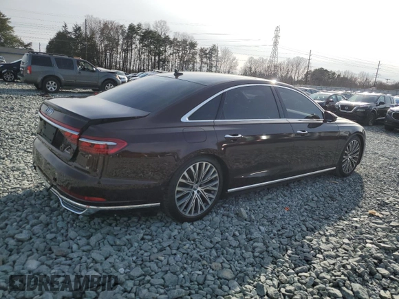 2019 Audi A8 L with VIN WAU8DAF83KN014441, listed as a Copart auction lot 45976415 with 78,749 mi miles and Salvage Title. Bid and sale history available at carsss.com. Image 3.