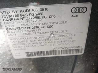 2017 Audi Q5 Premium Plus with VIN WA1L2AFP2HA054045, listed as a IAAI auction lot 41483729 with 70,938 mi miles. Bid and sale history available at carsss.com. Image 9.