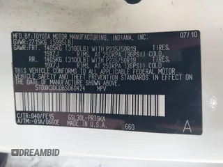 2011 Toyota Sienna SE with VIN 5TDXK3DC0BS060424, listed as a IAAI auction lot 41895621 with 149,332 mi miles. Bid and sale history available at carsss.com. Image 9.