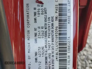 2012 Mazda 3 Mazdaspeed3 Touring z VIN JM1BL1L41C1693096, wystawiony jako Copart lot #58041335 z przebiegiem 88 337 mil mil oraz Szkoda całkowita • Salvage title. Historia ofert i sprzedaży dostępna na DreamBid. Obrazek 13.
