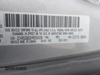 2017 Dodge Grand Caravan SE with VIN 2C4RDGBG3HR660839, listed as a IAAI auction lot 42003578 with Not Provided miles and . Bid and sale history available at DreamBid. Image 9.