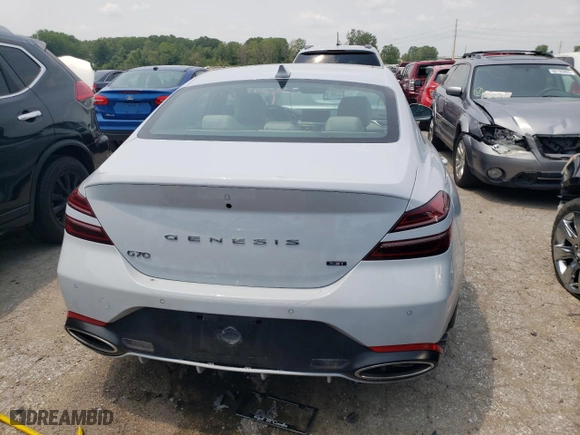 2022 Genesis G70 3.3T with VIN KMTG54TE0NU096826, listed as a Copart auction lot 60146083 with 22,414 mi miles. Bid and sale history available at carsss.com. Image 6.