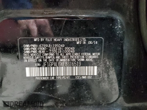 2014 Subaru Impreza Wagon 2.0i Sport Premium with VIN JF1GPAL6XE8316519, listed as a Copart auction lot 85293174 with 91,421 mi miles and Salvage Title. Bid and sale history available at carsss.com. Image 12.