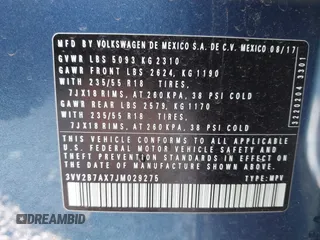 2018 Volkswagen Tiguan SEL с VIN 3VV2B7AX7JM029275, выставлен на аукционе IAAI как лот 42386878 с пробегом 75 006 миль миль и . История ставок и продаж доступна на DreamBid. Изображение 9.