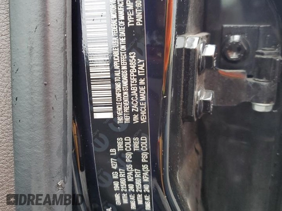 2015 Jeep Renegade Latitude with VIN ZACCJABT5FPB48543, listed as a Copart auction lot 49444475 with 140,452 mi miles and Salvage Title. Bid and sale history available at DreamBid. Image 15.
