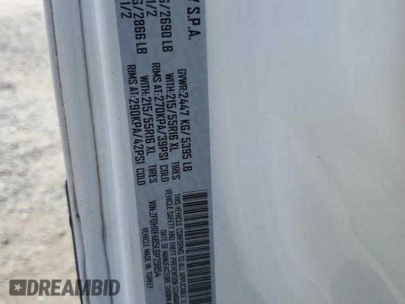 2020 Ram ProMaster City Cargo Tradesman with VIN ZFBHRFAB5L6P29854, listed as a Copart auction lot 68680784 with 66,412 mi miles and Salvage Title. Bid and sale history available at DreamBid. Image 12.
