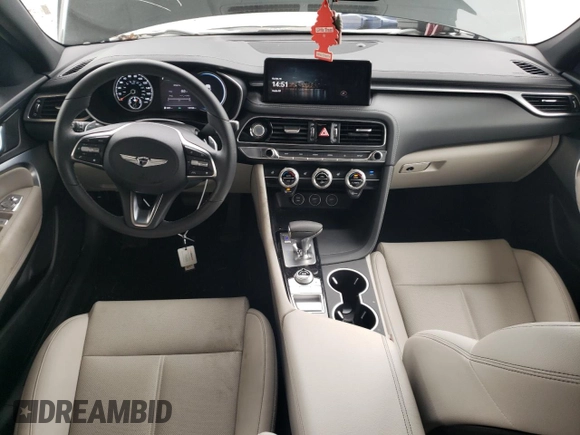 2023 Genesis G70 2.0T with VIN KMTG34TA3PU128948, listed as a Copart auction lot 43289344 with 13,153 mi miles and Clean Title. Bid and sale history available at DreamBid. Image 8.