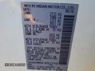 2017 Nissan Pathfinder SL z VIN 5N1DR2MM0HC602550, wystawiony jako Copart lot #46510725 z przebiegiem 118 020 mil mil oraz Szkoda całkowita • Salvage title. Historia ofert i sprzedaży dostępna na DreamBid. Obrazek 15.
