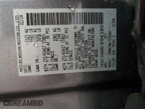 2024 Nissan Rogue S z VIN 5N1BT3AB6RC694380, wystawiony jako Copart lot #56228775 z przebiegiem 25 000 mil mil oraz Nie do naprawy • Non repairable. Historia ofert i sprzedaży dostępna na DreamBid. Obrazek 13.