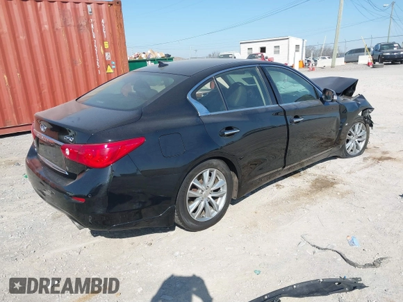 2015 Infiniti Q50 Premium with VIN JN1BV7AR0FM397827, listed as a IAAI auction lot 41774729 with 85,616 mi miles. Bid and sale history available at carsss.com. Image 4.