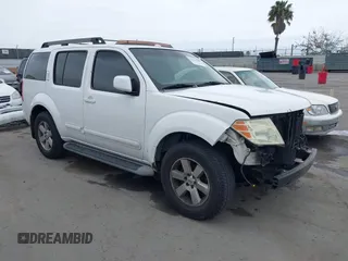 2008 Nissan Pathfinder LE with VIN 5N1AR18U08C600837, listed as a IAAI auction lot 42109704 with 195,356 mi miles and . Bid and sale history available at DreamBid. Image 1.