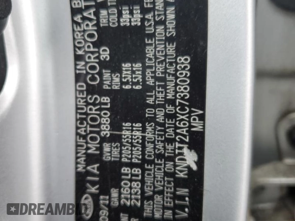 2012 Kia Soul + with VIN KNDJT2A6XC7380938, listed as a Copart auction lot 53042695 with 186,114 mi miles and Salvage Title. Bid and sale history available at carsss.com. Image 16.