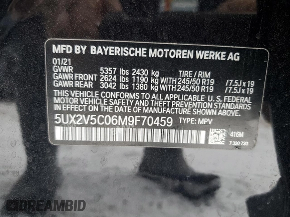 2021 BMW X4 M40i z VIN 5UX2V5C06M9F70459, wystawiony jako Copart lot #87397614 z przebiegiem 35 233 mil mil oraz Szkoda całkowita • Salvage title. Historia ofert i sprzedaży dostępna na DreamBid. Obrazek 14.