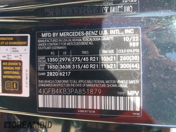 2023 Mercedes-Benz GLE 350 z VIN 4JGFB4KB3PA851879, wystawiony jako IAAI lot #42030237 z przebiegiem 21 273 mil mil oraz . Historia ofert i sprzedaży dostępna na DreamBid. Obrazek 9.