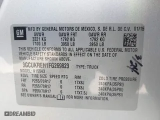 2015 Chevrolet Silverado 1500 LT with VIN 3GCUKREH1FG269823, listed as a IAAI auction lot 41398008 with 210,788 mi miles. Bid and sale history available at carsss.com. Image 9.
