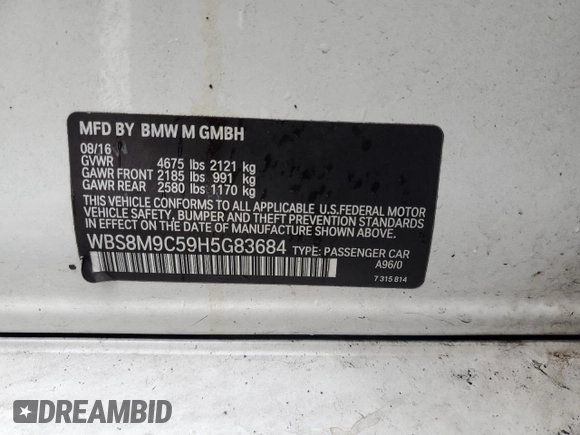 2017 BMW M3 with VIN WBS8M9C59H5G83684, listed as a Copart auction lot 78449483 with 0 mi miles. Bid and sale history available at carsss.com. Image 12.