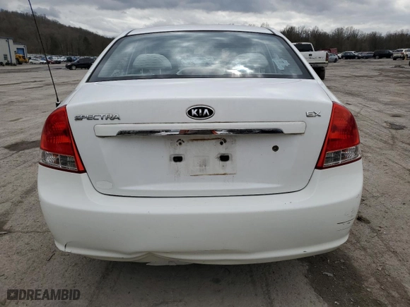 2009 Kia Spectra EX with VIN KNAFE222595585645, listed as a Copart auction lot 51513505 with 181,466 mi miles and Salvage Title. Bid and sale history available at carsss.com. Image 6.