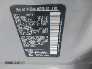 2014 Nissan Quest SL with VIN JN8AE2KP8E9104822, listed as a IAAI auction lot 42032346 with 90,558 mi miles. Bid and sale history available at carsss.com. Image 9.