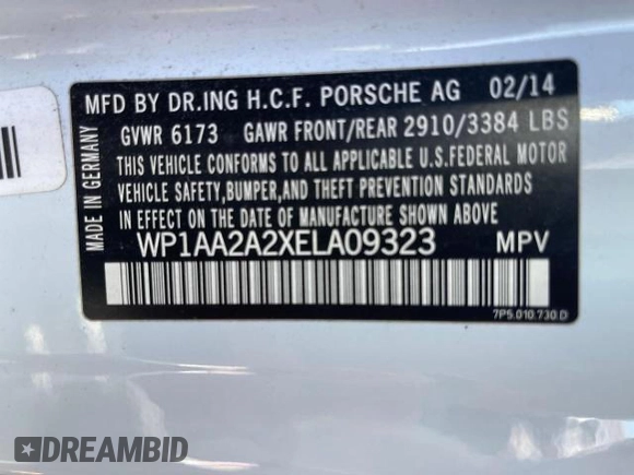 2014 Porsche Cayenne with VIN WP1AA2A2XELA09323, listed as a Copart auction lot 61265345 with 204,292 mi miles and Clean title. Bid and sale history available at DreamBid. Image 10.