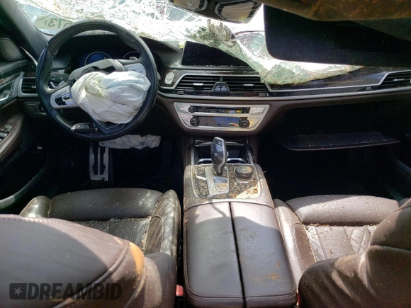 2018 BMW 7 Series 750i with VIN WBA7F0C55JGM23022, listed as a Copart auction lot 63495573 with 0 mi miles and Salvage Title. Bid and sale history available at carsss.com. Image 8.