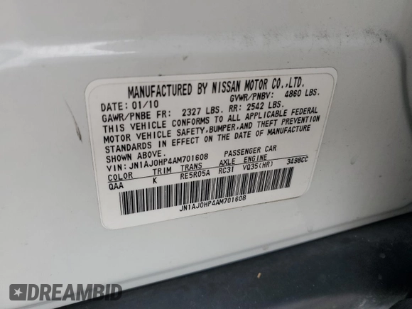 2010 Infiniti EX Journey with VIN JN1AJ0HP4AM701608, listed as a Copart auction lot 77408164 with 132,672 mi miles and Salvage Title. Bid and sale history available at DreamBid. Image 15.