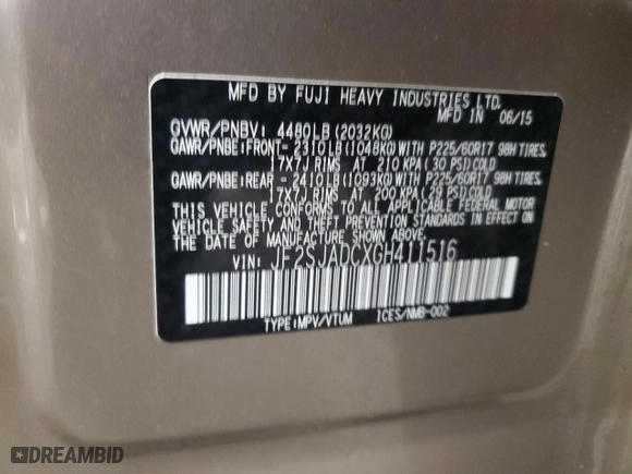 2016 Subaru Forester 2.5i Premium with VIN JF2SJADCXGH411516, listed as a Copart auction lot 52323895 with 78,182 mi miles and Non Repairable. Bid and sale history available at carsss.com. Image 13.