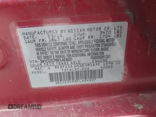 2015 Nissan Note SV with VIN 3N1CE2CP0FL424537, listed as a IAAI auction lot 42143721 with 159,815 mi miles and . Bid and sale history available at DreamBid. Image 9.