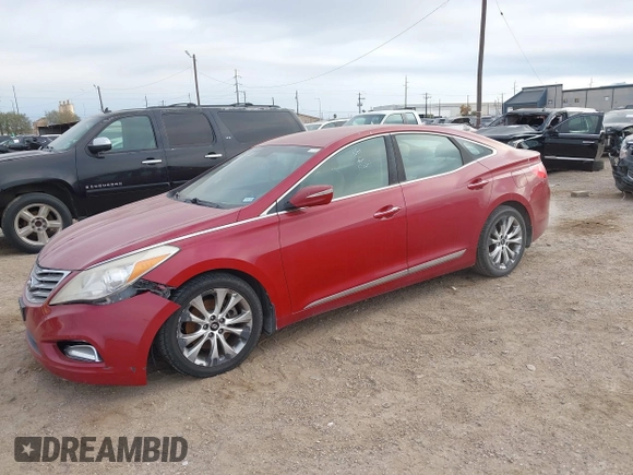 2013 Hyundai Azera with VIN KMHFG4JG0DA222882, listed as a IAAI auction lot 41869825 with 170,566 mi miles and . Bid and sale history available at DreamBid. Image 2.