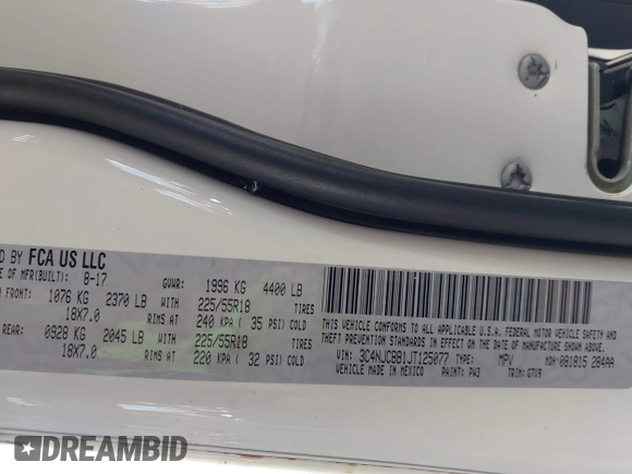 2018 Jeep Compass Latitude с VIN 3C4NJCBB1JT125077, выставлен на аукционе IAAI как лот 42381217 с пробегом 78 650 миль миль и . История ставок и продаж доступна на DreamBid. Изображение 9.