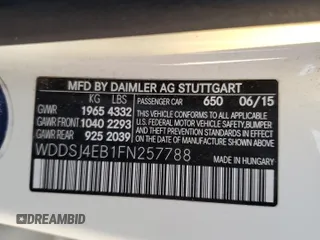 2015 Mercedes-Benz CLA 250 with VIN WDDSJ4EB1FN257788, listed as a Copart auction lot 55452535 with 145,533 mi miles and Salvage Title. Bid and sale history available at DreamBid. Image 12.