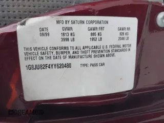 2000 Saturn LW z VIN 1G8JU82F4YY620480, wystawiony jako IAAI lot #41776284 z przebiegiem 242 024 mil mil oraz . Historia ofert i sprzedaży dostępna na DreamBid. Obrazek 9.