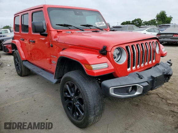 2021 Jeep Wrangler Unlimited Sahara with VIN 1C4JJXP64MW766076, listed as a Copart auction lot 63644955 with 92,421 mi miles and Salvage title. Bid and sale history available at DreamBid. Image 4.