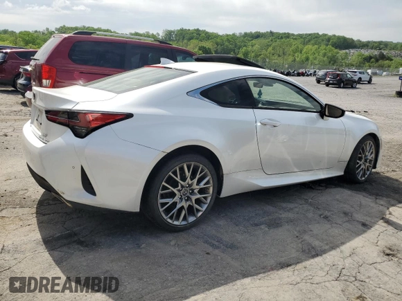2019 Lexus RC with VIN JTHS85BC9K5004669, listed as a Copart auction lot 54005054 with 24,421 mi miles and Salvage Title. Bid and sale history available at carsss.com. Image 3.