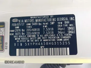 2017 Kia Sorento EX с VIN 5XYPH4A58HG315255, выставлен на аукционе IAAI как лот 42641751 с пробегом 105 385 миль миль и . История ставок и продаж доступна на DreamBid. Изображение 9.