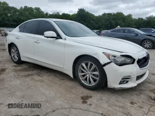 2014 Infiniti Q50 Premium with VIN JN1BV7AP4EM676758, listed as a Copart auction lot 58843275 with 138,404 mi miles and Salvage title. Bid and sale history available at DreamBid. Image 4.