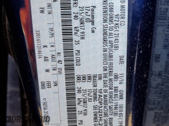 2017 Ford Focus Titanium with VIN 1FADP3J2XHL203959, listed as a Copart auction lot 55498465 with 68,154 mi miles and Salvage title. Bid and sale history available at DreamBid. Image 12.