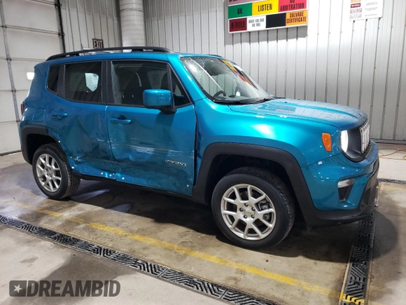 2021 Jeep Renegade Latitude with VIN ZACNJDB1XMPN33454, listed as a Copart auction lot 52956695 with 9,539 mi miles and Salvage Title. Bid and sale history available at carsss.com. Image 4.