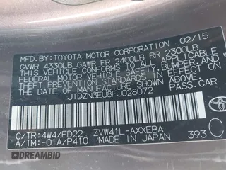 2015 Toyota Prius Two with VIN JTDZN3EU8FJ028072, listed as a IAAI auction lot 39747470 with 62,979 mi miles and . Bid and sale history available at DreamBid. Image 9.