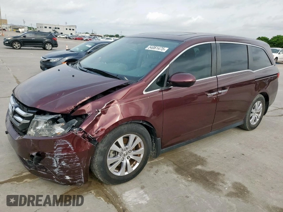 2015 Honda Odyssey EX-L with VIN 5FNRL5H66FB027802, listed as a Copart auction lot 54061475 with 44,489 mi miles and Salvage Title. Bid and sale history available at carsss.com. Image 1.