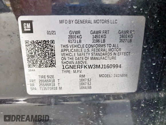 2021 Chevrolet Traverse LS с VIN 1GNERFKW3MJ160994, выставлен на аукционе Copart как лот 65195095 с пробегом 95 903 миль миль и Чистый • Clean title. История ставок и продаж доступна на DreamBid. Изображение 13.